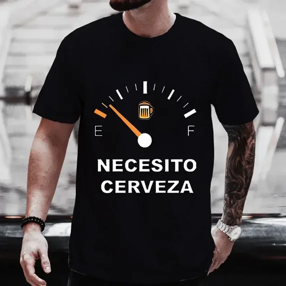 Men'S Casual T-Shirt NECESITO CERVEZA Funny Men Tshirts Short Sleeve Tee Top Clothes For Summer Drinking Beer T Shirt Tops Gifts