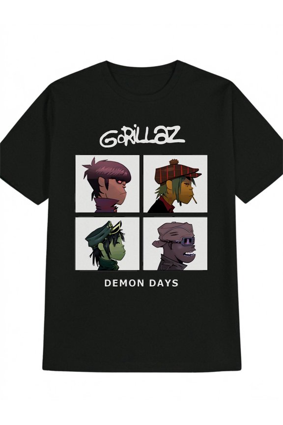 Men'S Casual Versatile Round Neck T-Shirt, Gorilla Az, Demon Days Print Pattern Men'S Top, Men'S Gift