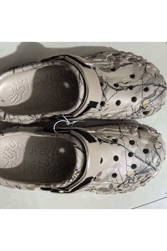 Men'S Cave Shoes, Outdoor Style Tree Branch Printed Cave Shoes, Men'S Summer Thick Soled Anti-Slip Toe Slippers for External Wear, Dual-Purpose Cool Slippers