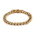 thumbnail image 1 of Men'S Chain Stainless Steel Cuban Link Chain Bracelet Gold 9" T26, 1 of 3