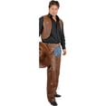 thumbnail image 1 of Adult 3XL XXXL 56-60 Brown Cowboy Costume faux Leather Chaps and Vest, 1 of 2
