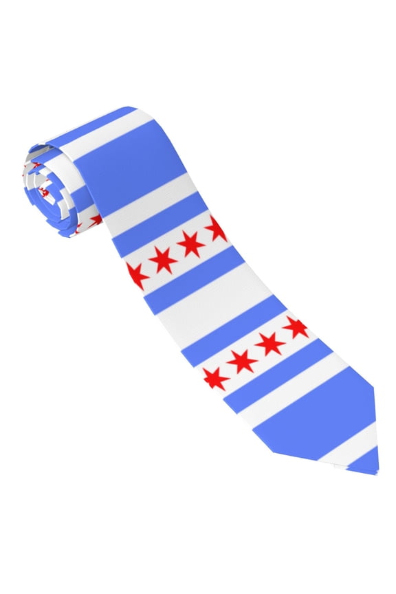 Men'S Chicago Flag Style Fashion Business Wedding Neckties Ties