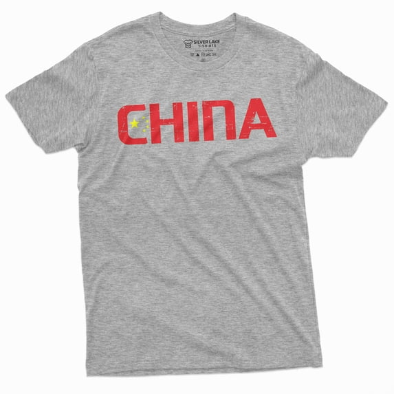 Men'S China T-Shirt Chinese Flag Coat Of Arms Tee Shirt 中华人民共和国 Prc Tee Shirt (3X-Large Grey)