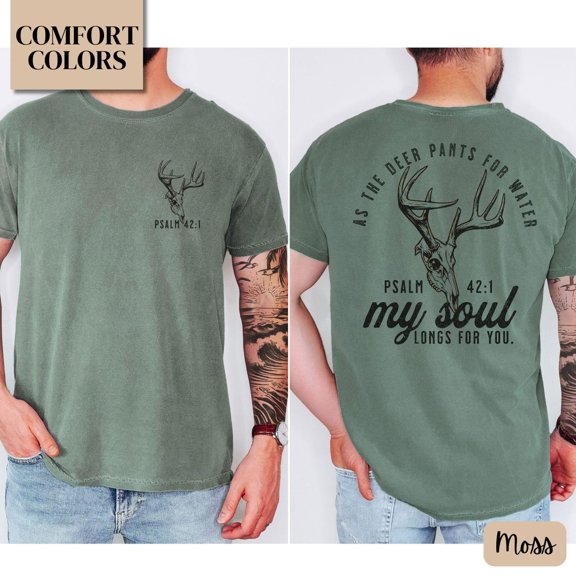 Men'S Christian Guys For Dad Deer Hunter Religious Hunting Baptism Version Three T-Shirt