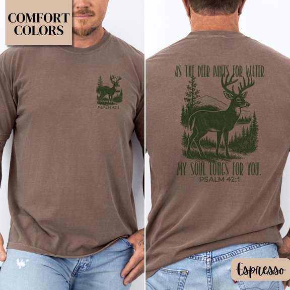 Men'S Christian Guys For Dad Deer Hunter Religious Hunting Baptism Version Three T-Shirt