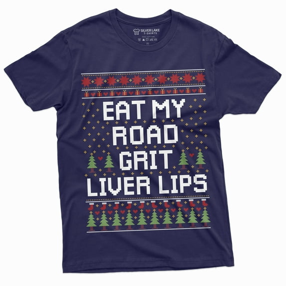 Men'S Christmas Funny Popular Culture Movie Inspired Road Grit T-Shirt Costume Party Tee (4X-Large Navy Blue)