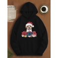 thumbnail image 1 of Men'S Christmas Jack Russell Terrier Dog Graphic Hooded Sweatshirt - Festive Santa Hat & Holiday Gifts Design, Casual Long Sleeve Pullover, All-Season Fit Hoodie for Casual Attire & Christmas Parties, 1 of 6