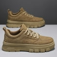 thumbnail image 1 of Men'S Chunky Platform Sneakers - Beige Low-Top Lace-Up Round Toe Casual Shoes with Thick Rubber Sole, All-Season Versatile Comfortable Casual Attire, Durable Synthetic Upper & Cushioned Insole, Trend, 1 of 7