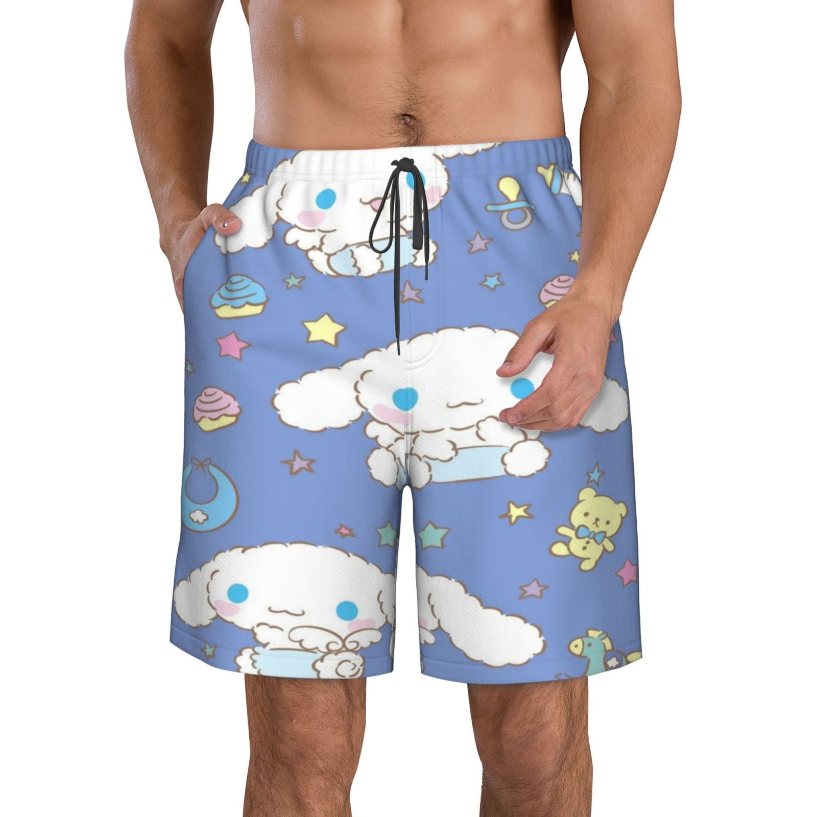 Men'S Cinnamoroll Board Shorts 3d Graphic Swim Trunks With Mesh Linner ...