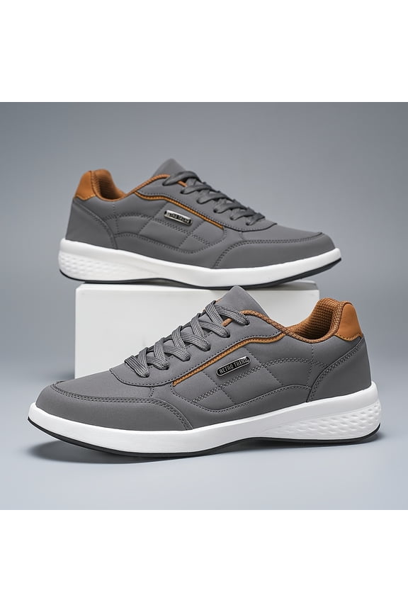 Men'S Classic Brown Casual Sneakers - Low-Top Lace-Up Shoes/TPR Sole for All-Season Comfort, Versatile for Business with Geometric Pattern, Faux Cover Upper & Cushioned EVA& Casual Wear, Everyday