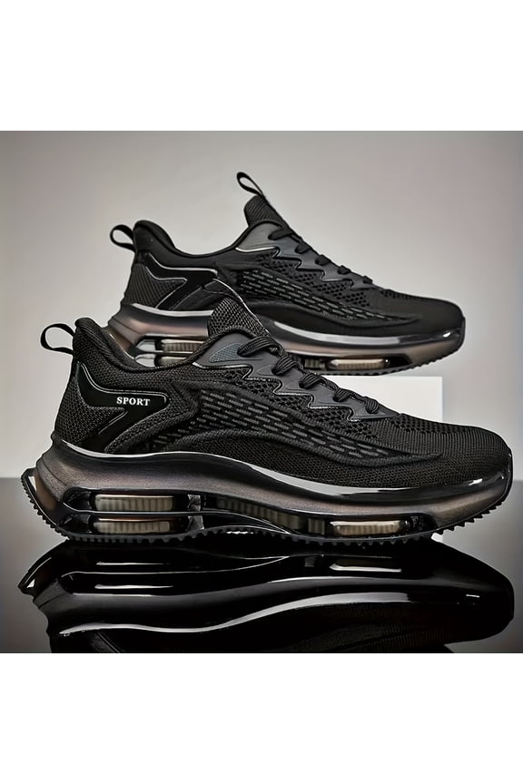 Men'S Comfortable And Casual Double-Layer Air Cushion Shoes for Spring And Summer, Featuring Breathable Knitted Fabric for Sports