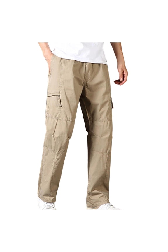 Men'S Construction Work Cargo Pants Relaxed Fit Multi Pockets Wear-Resistant Double Knee Reinforcement Carpenter Pants