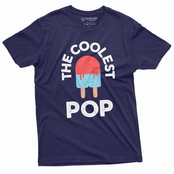 Men'S Coolest Pop Tee Shirt Fathers Day Grandpa Papa Tee Shirt Pops Gift Tee (Medium Navy Blue)