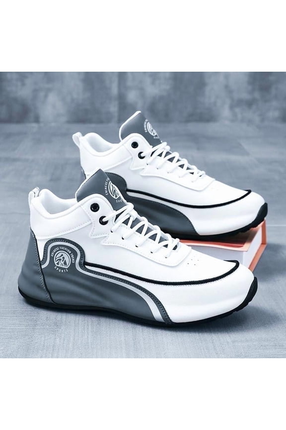 Men's Waterproof PU Sneakers, Anti-slip PVC Sole Lace-up Work Boots, Casual Outdoor Trekking & Daily Walking Shoes for Students and Adults