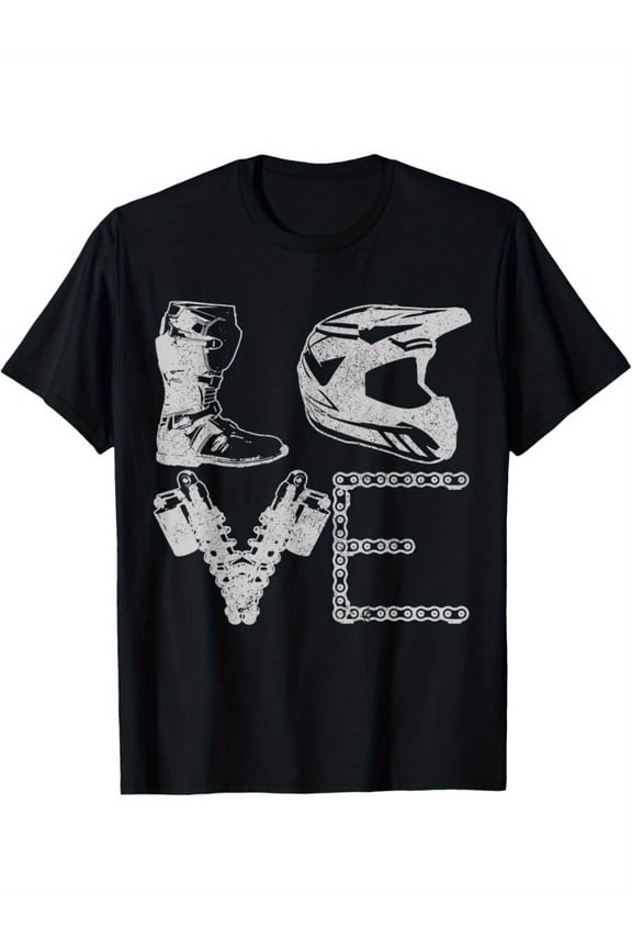 Men'S Cotton T-Shirt with Mud Motorcycle and Motocross Prints - Casual Crew Neck Short Sleeve Top for Everyday Dress-DXC00326