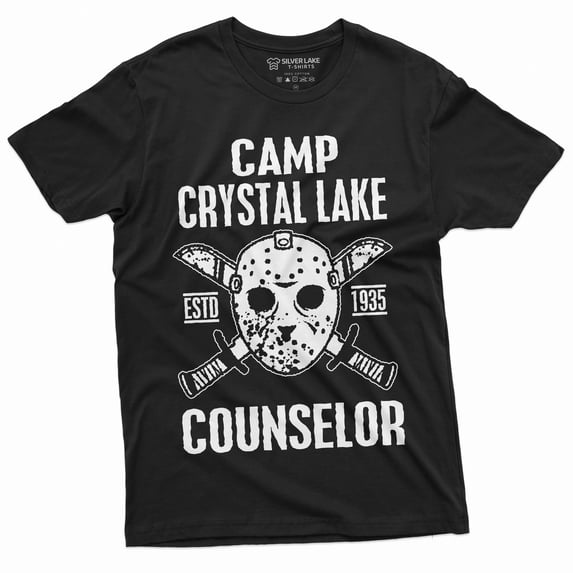Men'S Counselor T-Shirt Jason Camp Crystal Lake Camping Funny Tee Shirt Halloween T-Shirt (Xx-Large Black)