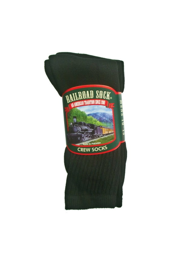Men'S Crew Socks, Black - 1 Pkg