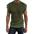 thumbnail image 1 of Men'S Crochet Knit Sleeveless Mesh Tank Top Green L, 1 of 7