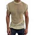 thumbnail image 1 of Men'S Crochet Knit Sleeveless Mesh Tank Top Khaki L, 1 of 7