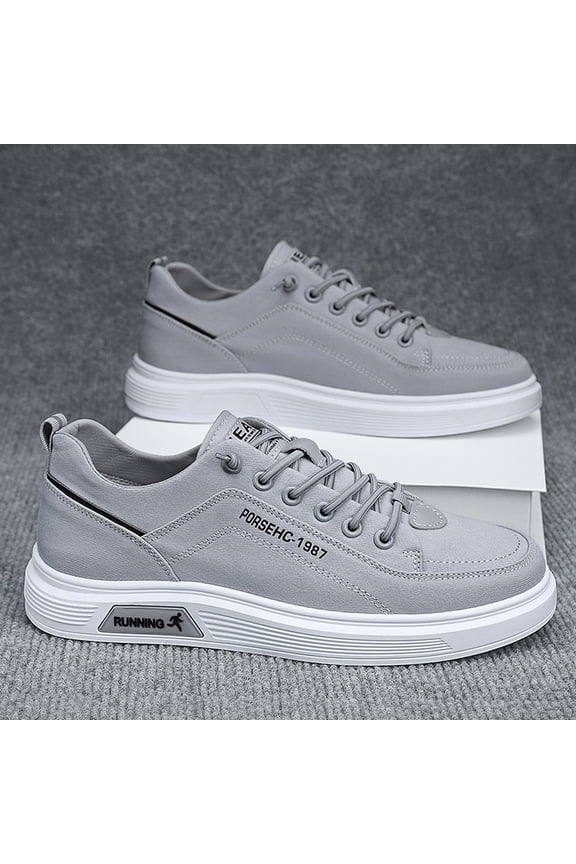 Men'S  Cushioned Rubber Sole & Breathable Fabric - All-Season Versatile for Casual Attire, Hiking, School ， White Low-Top Canvas Sneakers - Minimalist Round-Toe Casual Shoes with Arch Support