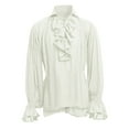 thumbnail image 1 of Men'S Dress Shirts Fashion Retro Pirate Shirt Ruffle Solid Color Long Sleeve Lapel Gothic Blouse, 1 of 4