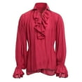 thumbnail image 1 of Men'S Dress Shirts Fashion Retro Pirate Shirt Ruffle Solid Color Long Sleeve Lapel Gothic Blouse, 1 of 6