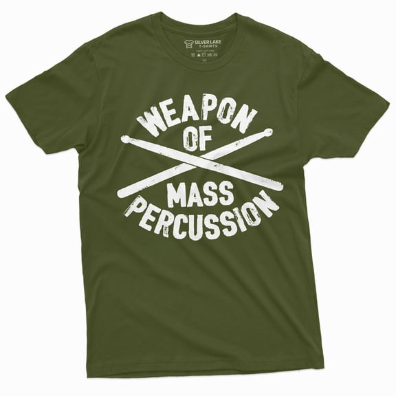 Men'S Drummer Shirt Weapon Of Mass Percussion T-Shirt Drum Drumming Gifts Music Band Teeshirt