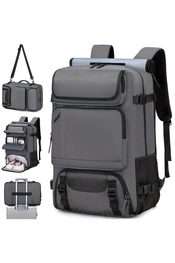 Men'S Duffel Bag Hiking Backpack, Large Capacity Laptop Backpack, Business, Work, Gym, Weekend Bag, Daily Commute With Shoe Compartment And USB Charging Port