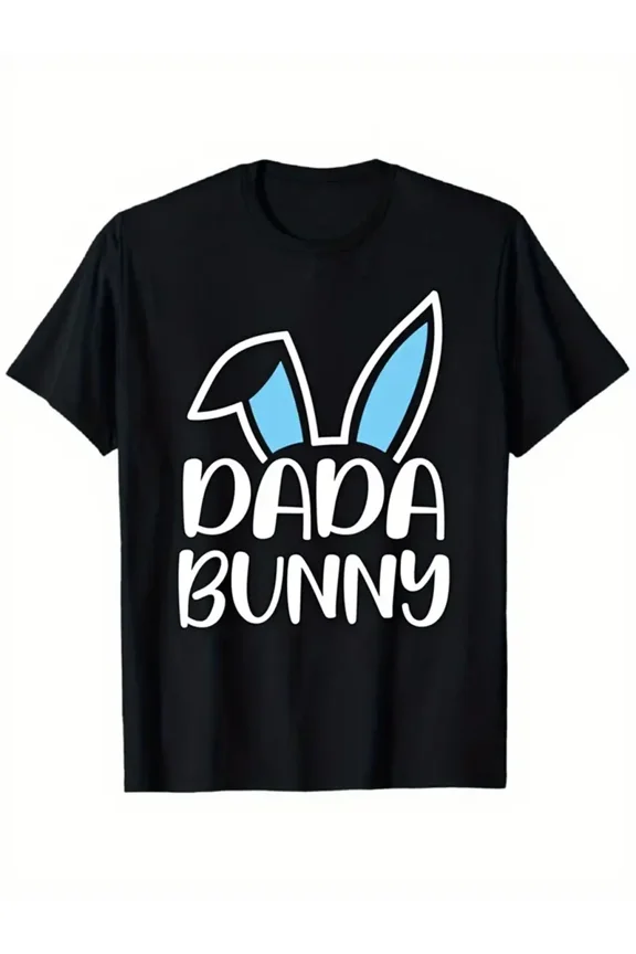 Men'S Easter Bunny Dad T-Shirt - Funny Dada Bunny Graphic Tee with Rabbit Ears, Soft Stretch Crewneck Shirt for Easter Party Outfits, Everyday Casual Wear - Perfect Father'S