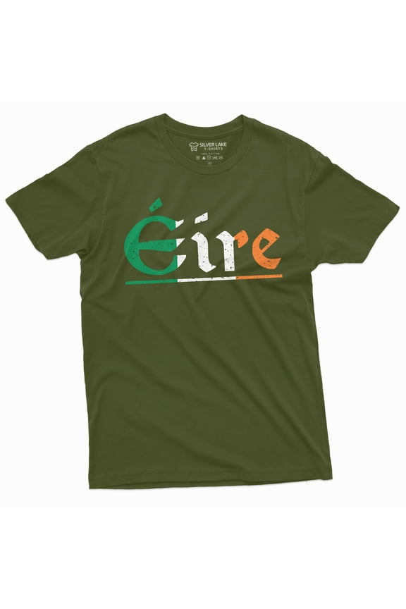Men'S Eire Ireland T-Shirt Irish Flag St Patricks Day Tee Gift For Him Éire Patriotic Tee (XX-Large Military Green)