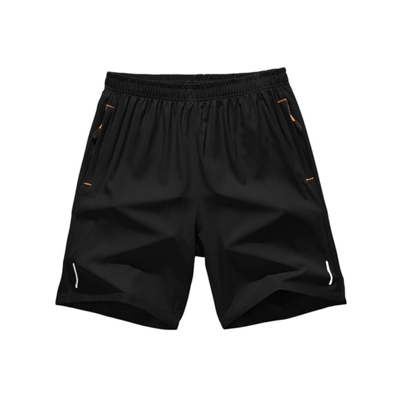 Men'S Elastic Drawstring Waist Above Knee Length Athletic Shorts With Zipper Pockets And Reflective Strips Lightweight Quick Dry Breathable Casual Shorts,Black,XL