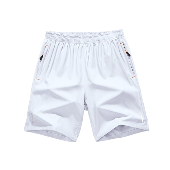 Men'S Elastic Drawstring Waist Above Knee Length Athletic Shorts With Zipper Pockets And Reflective Strips Lightweight Quick Dry Breathable Casual Shorts,White,XXL