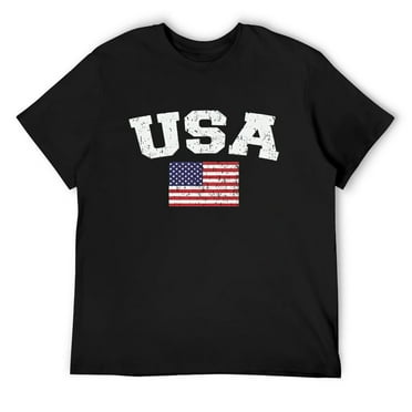 Men'S Faded Distressed Usa American Flag T Shirt Black Small