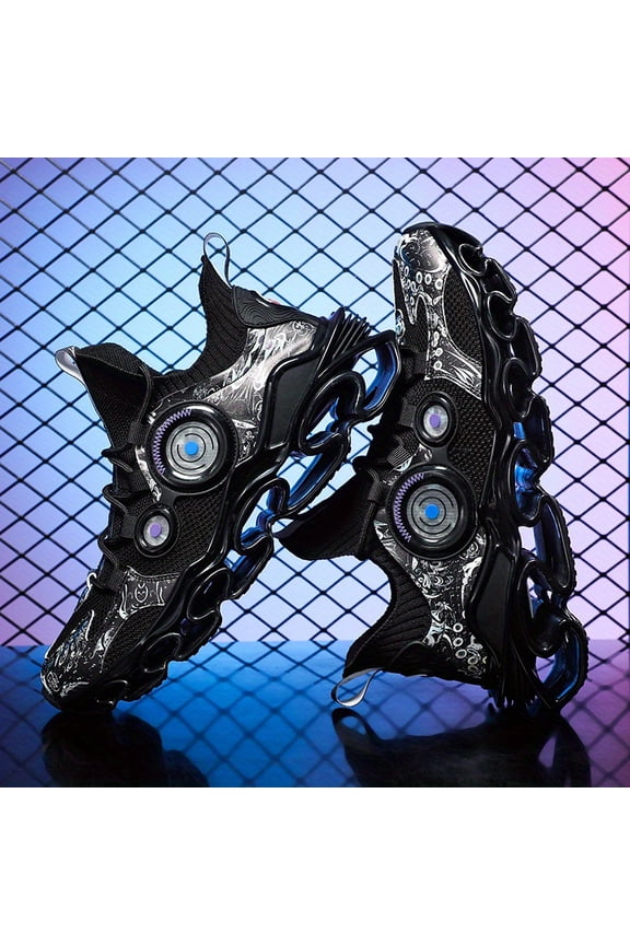 Men'S Fashion Breathable Shock-Absorbing Blade Sneakers | Suitable for Jogging and Tennis Courts, Spring and Summer, Fabric Upper and Sole, EVA Insole, Lace Closure