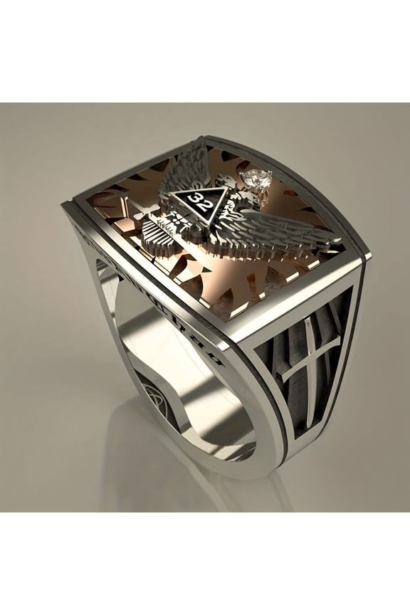 Men'S Fashion Double-Headed Eagle Alloy Ring with Synthetic Zirconia Accents,Style8