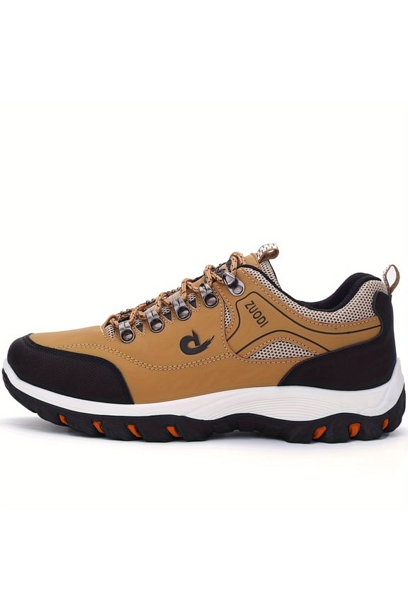 Men'S Fashion Outdoor Hiking Sneakers - Low Top Durable Trekking Shoes with TPR Sole, Comfortable Non-Slip for Male Activities, Lace-Up Closure, Microfiber Synthetic Upper