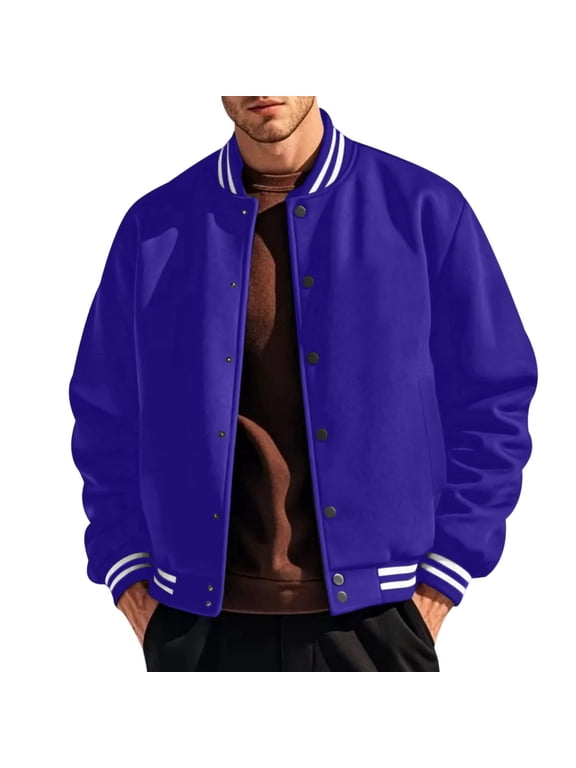 Men'S Fashion Varsity Jacket Casual Regular Fit Letterman Baseball Bomber Jackets,S