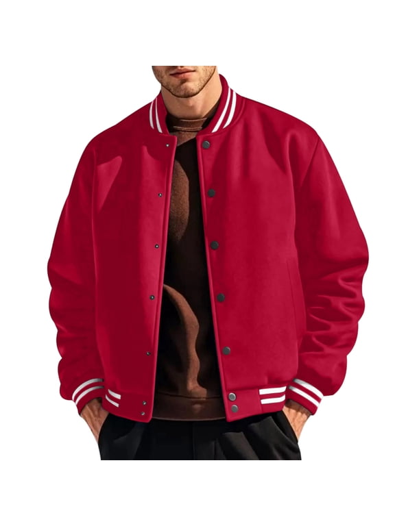 Men'S Fashion Varsity Jacket Casual Regular Fit Letterman Baseball Bomber Jackets,S