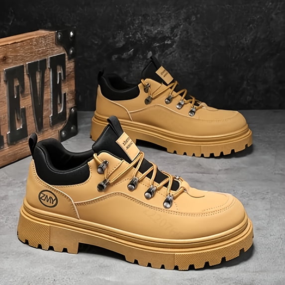 Men'S Fashionable Outdoor Shoes, Low-Top Work Boots, Slip-Resistant Casual Shoes with a PU Upper, Suitable for Outdoor Sports, Durable And Comfortable Men'S Footwear, Low-Top Lace-Up Design for All