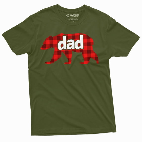 Men'S Father Dad T-Shirt | Bear With Pijama Stripe Papa Tee Shirt | Father'S Day Christmas Gift (XX-Large Military Green)