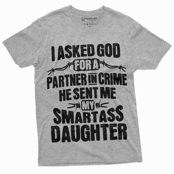 Men'S Father'S Day Partner In Crime Smart Daughter T-Shirt | Birthday Gift For Dad Daddy Tee Shirt (Large Gray)