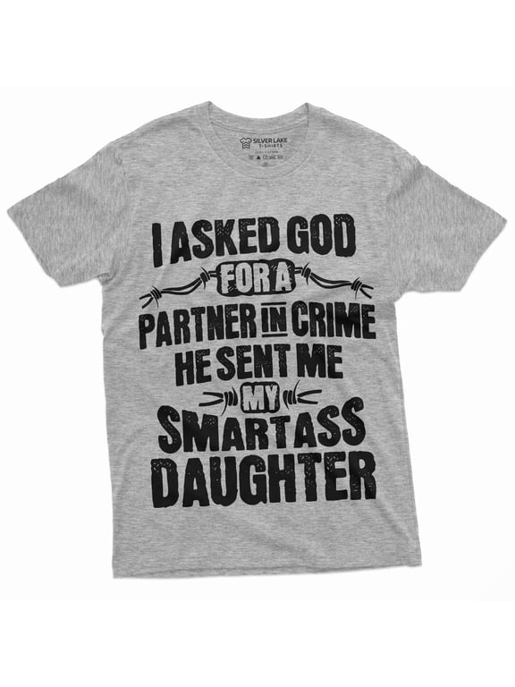Men'S Father'S Day Partner In Crime Smart Daughter T-Shirt | Birthday Gift For Dad Daddy Tee Shirt (Large Gray)