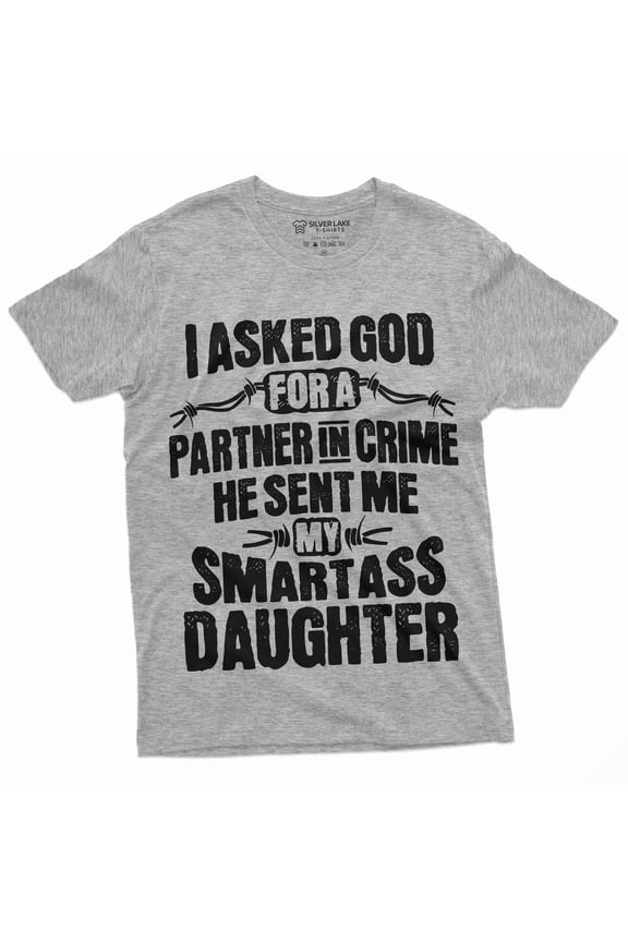 Men'S Father'S Day Partner In Crime Smart Daughter T-Shirt | Birthday Gift For Dad Daddy Tee Shirt (Large Gray)