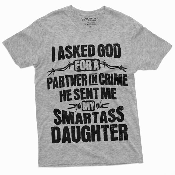 Men'S Father'S Day Partner In Crime Smart Daughter T-Shirt | Birthday Gift For Dad Daddy Tee Shirt (Small Gray)