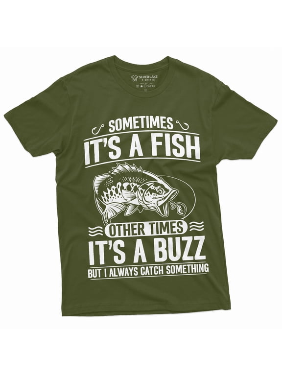 Men'S Fishing Humor Tee | Fish Buzz Graphic T-Shirt | Fishing Dad Tee (4X-Large Military Green)
