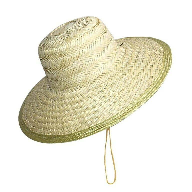 Men'S Fishing Straw Hat With Big Edge Bamboo Weaving Sunshade Sun