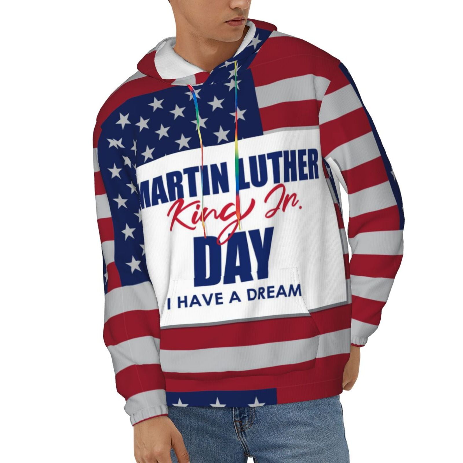 Men'S Fleece Hoodies Martin Luther King Day 2025 Hooded Warm Sweatshirt