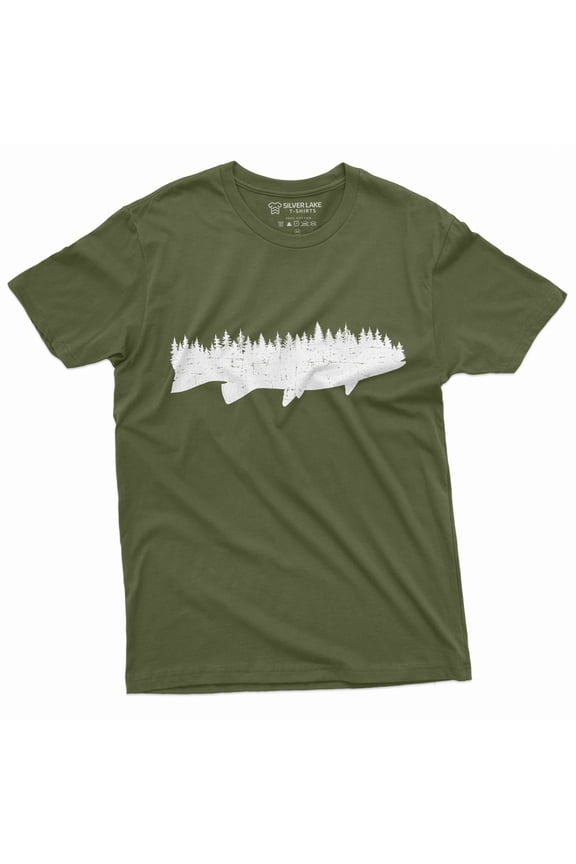 Men'S Flora Fauna Fishing Forest T-Shirt Nature Tee Shirt