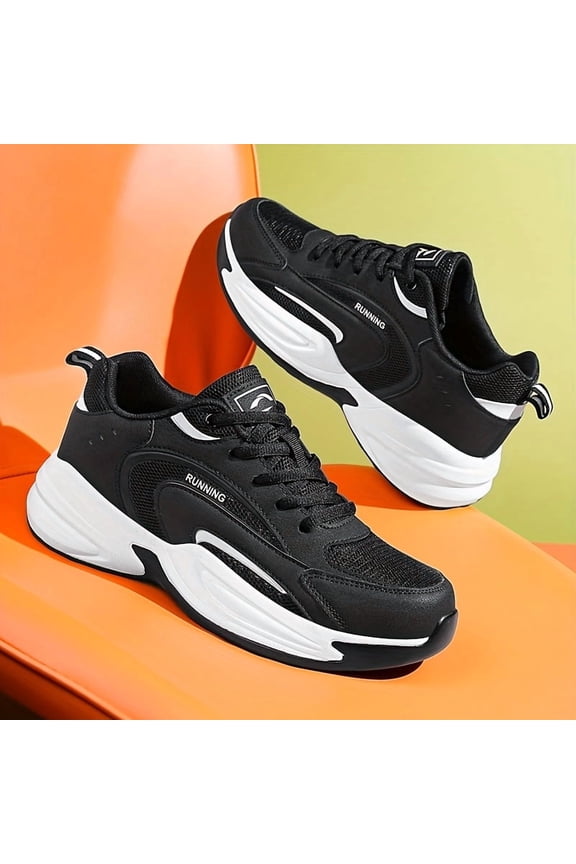 Men'S Four Seasons Breathable Mesh Casual Sports Shoes | Lightweight, Non-Slip, Durable Soft Sole, Mid-Top Design with Geometric Stripe Embellishments, White/Black Series - Suitable for Outdoor and D