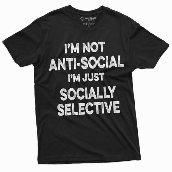 Men'S Funny Anti-Social T-Shirt Socially Selective Introvert Antisocial Person Tee Shirt